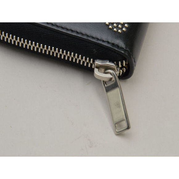 Saint Laurent Round Zipper Long Wallet Heart Studded Black - Picture 3 of 8